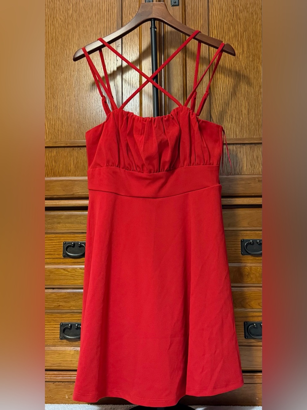 NWT Mi Ami For Francesca’s Slemmappa Ruched Crisscross Strappy Mini Skater Dress